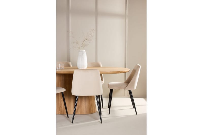 Spisegruppe Stjärnö 200x90 cm Natur med 6 stk Night Stoler - Møbler - Bord - Spisegruppe