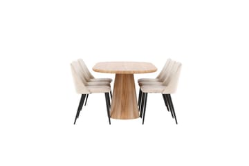 Spisegruppe Stjärnö 200x90 cm Natur med 6 stk Night Stoler - Møbler - Bord - Spisegruppe