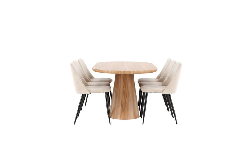 Spisegruppe Stjärnö 200x90 cm Natur med 6 stk Night Stoler - Møbler - Bord - Spisegruppe