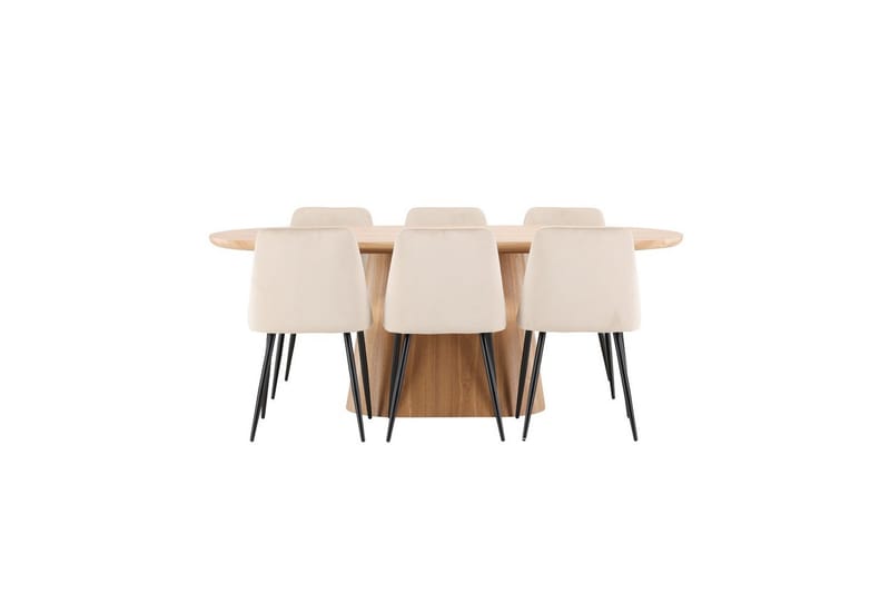 Spisegruppe Stjärnö 200x90 cm Natur med 6 stk Night Stoler - Møbler - Bord - Spisegruppe