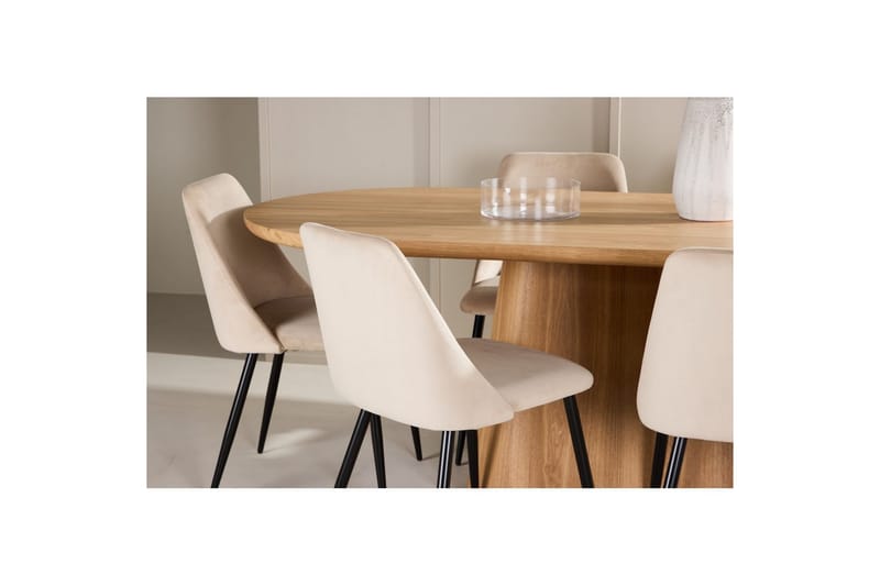 Spisegruppe Stjärnö 200x90 cm Natur med 6 stk Night Stoler - Møbler - Bord - Spisegruppe