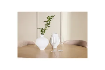 Spisegruppe Strada Rund 120/170 cm Hvit med Astoria Stoler 4 stk, Beige - 4 stk, Beige - Møbler - Bord - Spisegruppe