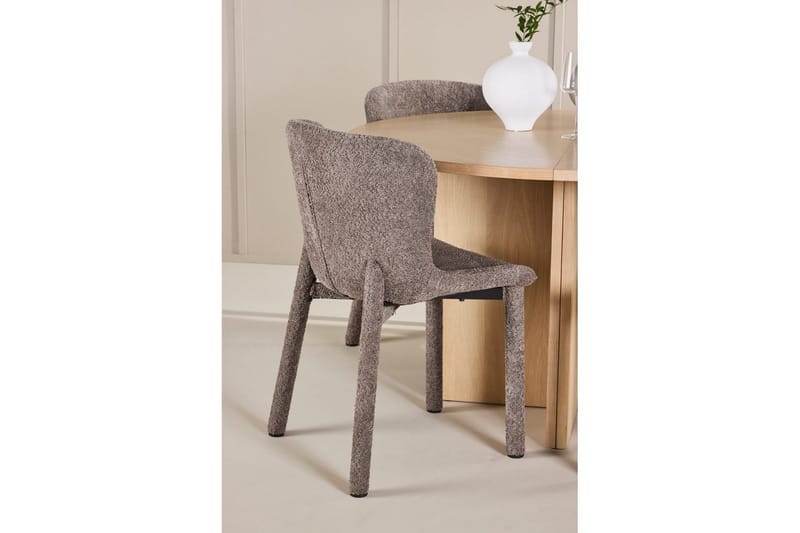 Spisegruppe Strada Rund 120/170 cm Hvit med Astoria Stoler 4 stk, Brun - 4 stk, Brun - Møbler - Bord - Spisegruppe