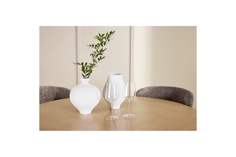 Spisegruppe Strada Rund 120/170 cm Hvit med Astoria Stoler 4 stk, Brun - 4 stk, Brun - Møbler - Bord - Spisegruppe