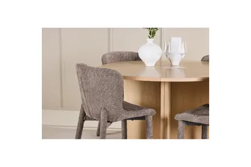 Spisegruppe Strada Rund 120/170 cm Hvit med Astoria Stoler 4 stk, Brun - 4 stk, Brun - Møbler - Bord - Spisegruppe