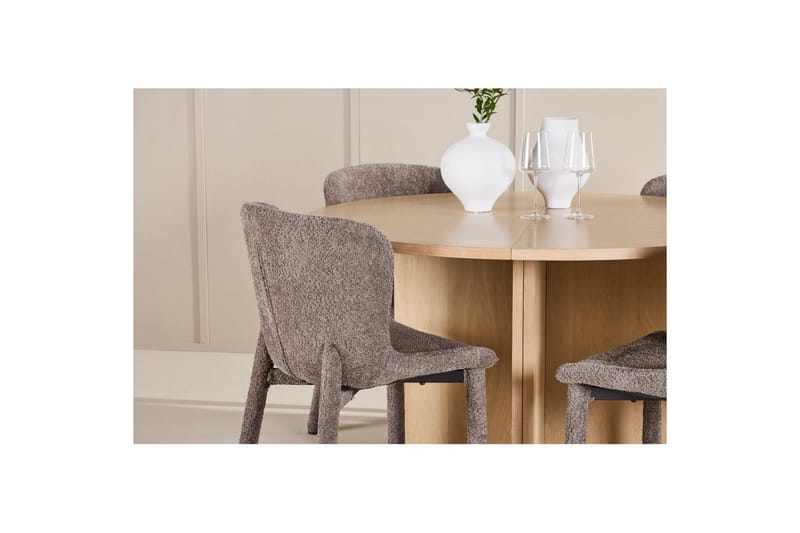 Spisegruppe Strada Rund 120/170 cm Hvit med Astoria Stoler 4 stk, Brun - 4 stk, Brun - Møbler - Bord - Spisegruppe