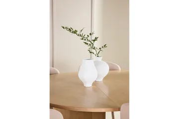 Spisegruppe Strada Rund 120/170 cm Hvit med Astoria Stoler 6 stk, Beige - 6 stk, Beige - Møbler - Bord - Spisegruppe