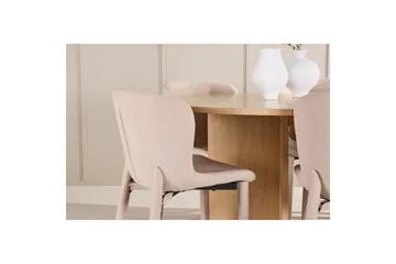 Spisegruppe Strada Rund 120/170 cm Hvit med Astoria Stoler 6 stk, Beige - 6 stk, Beige - Møbler - Bord - Spisegruppe