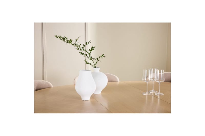 Spisegruppe Strada Rund 120/170 cm Hvit med Astoria Stoler 6 stk, Beige - 6 stk, Beige - Møbler - Bord - Spisegruppe