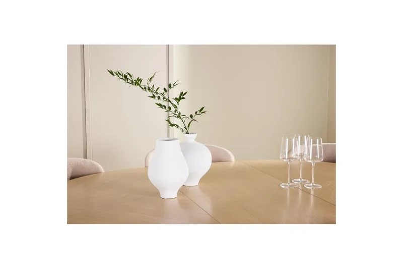 Spisegruppe Strada Rund 120/170 cm Hvit med Astoria Stoler 6 stk, Beige - 6 stk, Beige - Møbler - Bord - Spisegruppe