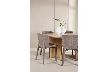 Spisegruppe Strada Rund 120/170 cm Hvit med Astoria Stoler 6 stk, Brun - 6 stk, Brun - Møbler - Bord - Spisegruppe