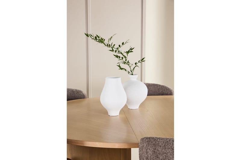 Spisegruppe Strada Rund 120/170 cm Hvit med Astoria Stoler 6 stk, Brun - 6 stk, Brun - Møbler - Bord - Spisegruppe