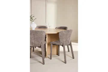 Spisegruppe Strada Rund 120/170 cm Hvit med Astoria Stoler 6 stk, Brun - 6 stk, Brun - Møbler - Bord - Spisegruppe