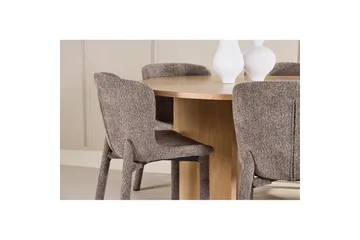 Spisegruppe Strada Rund 120/170 cm Hvit med Astoria Stoler 6 stk, Brun - 6 stk, Brun - Møbler - Bord - Spisegruppe