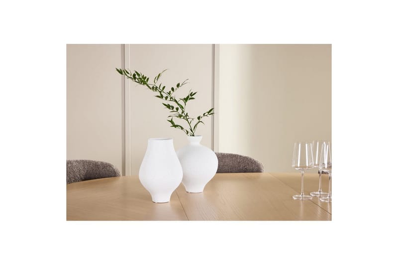 Spisegruppe Strada Rund 120/170 cm Hvit med Astoria Stoler 6 stk, Brun - 6 stk, Brun - Møbler - Bord - Spisegruppe