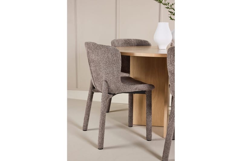 Spisegruppe Strada Rund 120/170 cm Hvit med Astoria Stoler 6 stk, Brun - 6 stk, Brun - Møbler - Bord - Spisegruppe