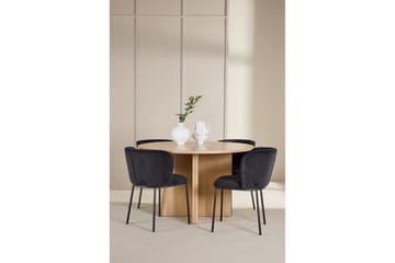 Spisegruppe Strada Rund 120/170 cm Hvit med Edina Stoler 4 stk, Svart - 4 stk, Svart - Møbler - Bord - Spisegruppe
