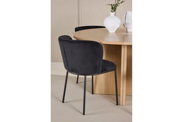 Spisegruppe Strada Rund 120/170 cm Hvit med Edina Stoler 4 stk, Svart - 4 stk, Svart - Møbler - Bord - Spisegruppe