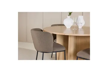 Spisegruppe Strada Rund 120/170 cm Hvit med Edina Stoler 4 stk, Svart / Brun - 4 stk, Svart / Brun - Møbler - Bord - Spisegruppe