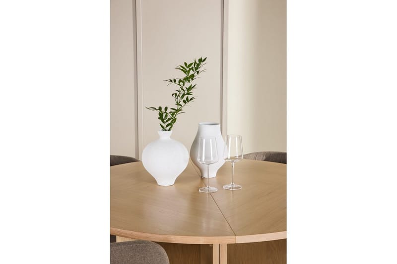 Spisegruppe Strada Rund 120/170 cm Hvit med Edina Stoler 4 stk, Svart / Brun - 4 stk, Svart / Brun - Møbler - Bord - Spisegruppe