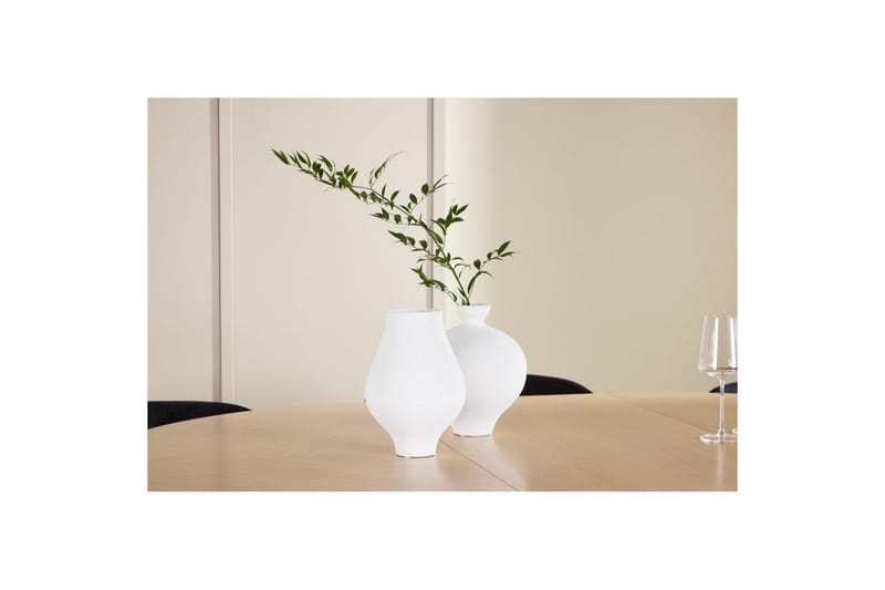 Spisegruppe Strada Rund 120/170 cm Hvit med Edina Stoler 6 stk, Svart - 6 stk, Svart - Møbler - Bord - Spisegruppe