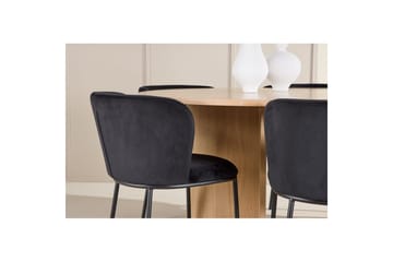 Spisegruppe Strada Rund 120/170 cm Hvit med Edina Stoler 6 stk, Svart - 6 stk, Svart - Møbler - Bord - Spisegruppe