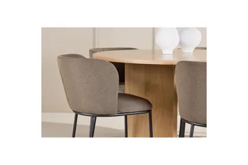 Spisegruppe Strada Rund 120/170 cm Hvit med Edina Stoler 6 stk, Svart / Brun - 6 stk, Svart / Brun - Møbler - Bord - Spisegruppe