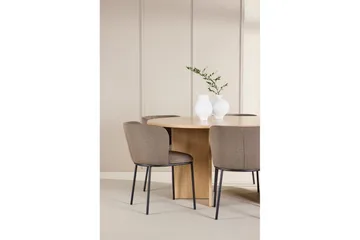 Spisegruppe Strada Rund 120/170 cm Hvit med Edina Stoler 6 stk, Svart / Brun - 6 stk, Svart / Brun - Møbler - Bord - Spisegruppe