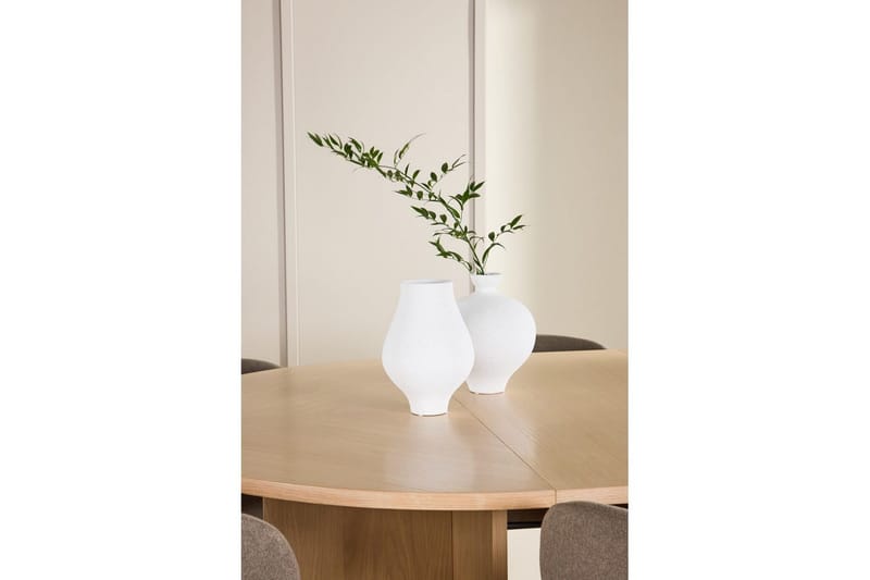 Spisegruppe Strada Rund 120/170 cm Hvit med Edina Stoler 6 stk, Svart / Brun - 6 stk, Svart / Brun - Møbler - Bord - Spisegruppe