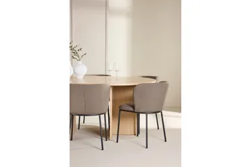 Spisegruppe Strada Rund 120/170 cm Hvit med Edina Stoler 6 stk, Svart / Brun - 6 stk, Svart / Brun - Møbler - Bord - Spisegruppe