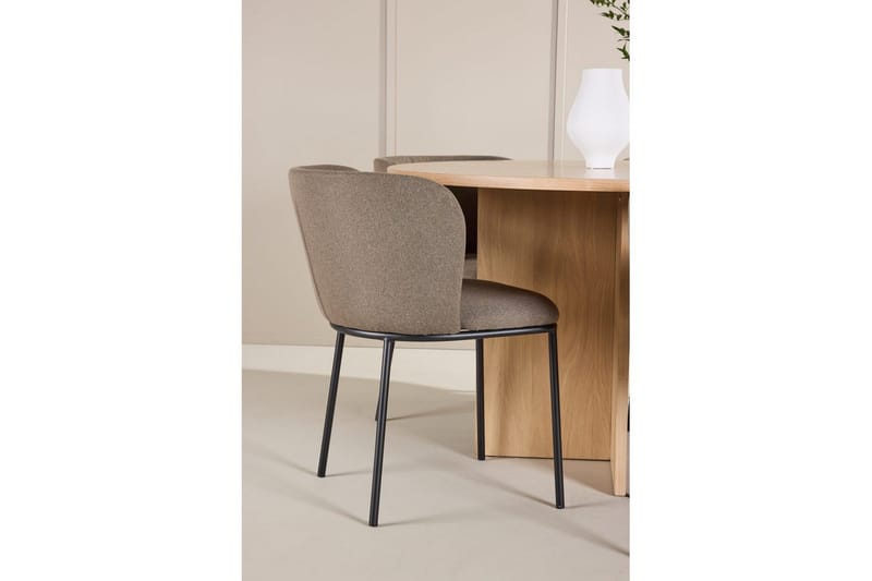 Spisegruppe Strada Rund 120/170 cm Hvit med Edina Stoler 6 stk, Svart / Brun - 6 stk, Svart / Brun - Møbler - Bord - Spisegruppe