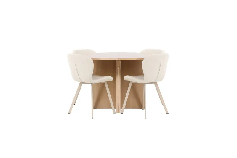 Spisegruppe Strada Rund 120/170 cm Hvit med Lilja Stoler 4 stk, 4 stk