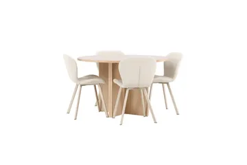 Spisegruppe Strada Rund 120/170 cm Hvit med Lilja Stoler 4 stk - 4 stk - Møbler - Bord - Spisegruppe