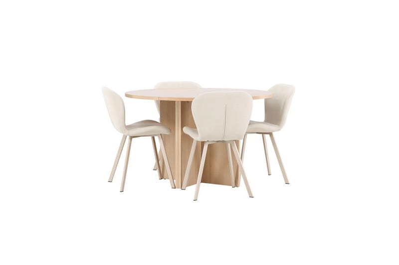 Spisegruppe Strada Rund 120/170 cm Hvit med Lilja Stoler 4 stk - 4 stk - Møbler - Bord - Spisegruppe