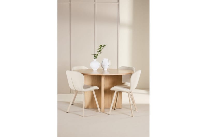 Spisegruppe Strada Rund 120/170 cm Hvit med Lilja Stoler 4 stk - 4 stk - Møbler - Bord - Spisegruppe
