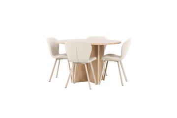 Spisegruppe Strada Rund 120/170 cm Hvit med Lilja Stoler 4 stk - 4 stk - Møbler - Bord - Spisegruppe