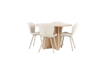 Spisegruppe Strada Rund 120/170 cm Hvit med Lilja Stoler 4 stk - 4 stk - Møbler - Bord - Spisegruppe
