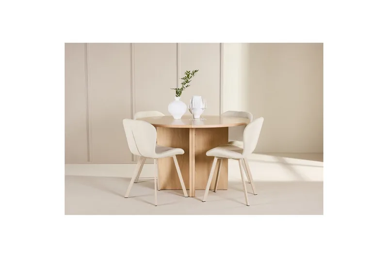 Spisegruppe Strada Rund 120/170 cm Hvit med Lilja Stoler 4 stk - 4 stk - Møbler - Bord - Spisegruppe