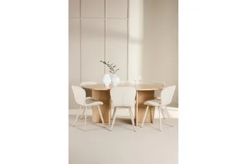 Spisegruppe Strada Rund 120/170 cm Hvit med Lilja Stoler 6 stk - 6 stk - Møbler - Bord - Spisegruppe