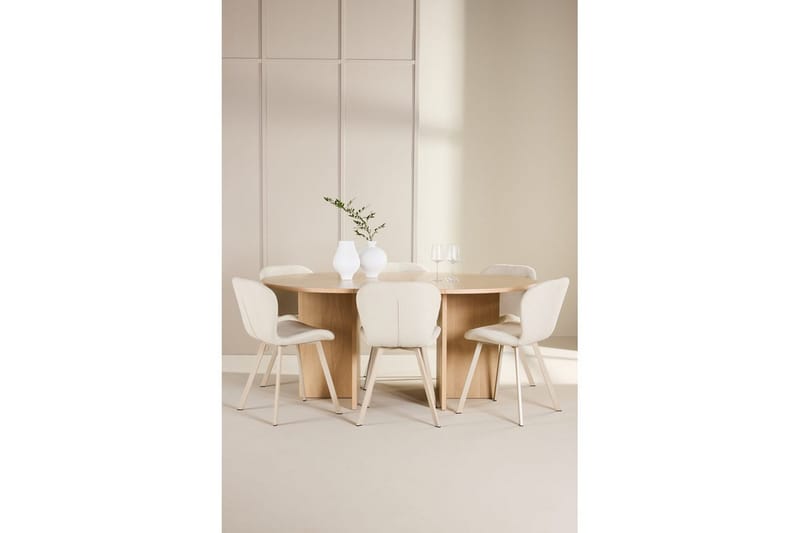 Spisegruppe Strada Rund 120/170 cm Hvit med Lilja Stoler 6 stk - 6 stk - Møbler - Bord - Spisegruppe