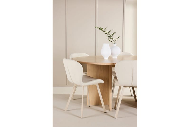 Spisegruppe Strada Rund 120/170 cm Hvit med Lilja Stoler 6 stk - 6 stk - Møbler - Bord - Spisegruppe