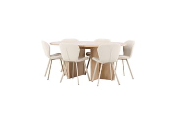 Spisegruppe Strada Rund 120/170 cm Hvit med Lilja Stoler 6 stk - 6 stk - Møbler - Bord - Spisegruppe