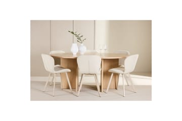 Spisegruppe Strada Rund 120/170 cm Hvit med Lilja Stoler 6 stk - 6 stk - Møbler - Bord - Spisegruppe