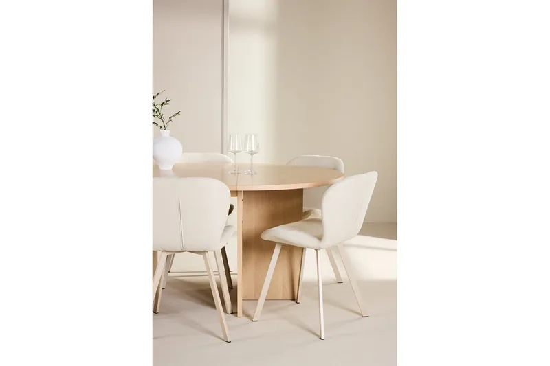 Spisegruppe Strada Rund 120/170 cm Hvit med Lilja Stoler 6 stk - 6 stk - Møbler - Bord - Spisegruppe