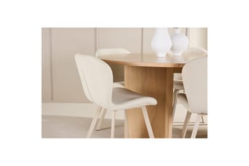 Spisegruppe Strada Rund 120/170 cm Hvit med Lilja Stoler 6 stk - 6 stk - Møbler - Bord - Spisegruppe