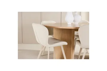 Spisegruppe Strada Rund 120/170 cm Hvit med Lilja Stoler 6 stk - 6 stk - Møbler - Bord - Spisegruppe