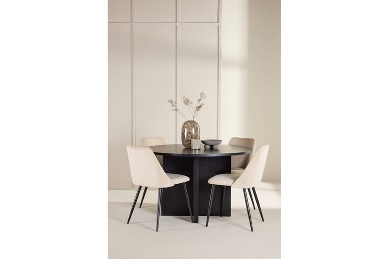 Spisegruppe Strada Rund 120/170 cm Svart med Night Stoler 4 stk - 4 stk - Møbler - Bord - Spisegruppe