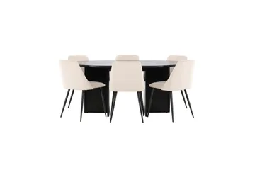 Spisegruppe Strada Rund 120/170 cm Svart med Night Stoler 6 stk - 6 stk - Møbler - Bord - Spisegruppe