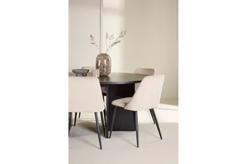 Spisegruppe Strada Rund 120/170 cm Svart med Night Stoler 6 stk - 6 stk - Møbler - Bord - Spisegruppe
