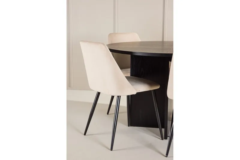 Spisegruppe Strada Rund 120/170 cm Svart med Night Stoler 6 stk - 6 stk - Møbler - Bord - Spisegruppe